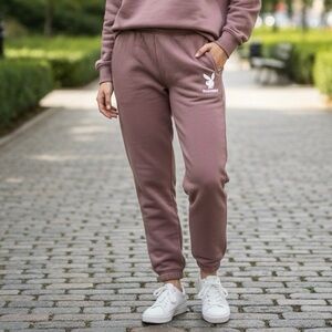 Playboy by PacSun Mauve Pink Jogger Sweatpants Woman’s Medium Bunny Logo